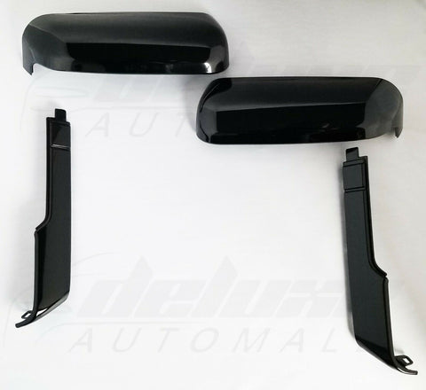 Black Top+Side Replacement Mirror Covers 4 20-23 Chevy Silverado GMC Sierra HD