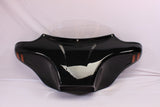 Talon Billets - Batwing Fairing Windshield 4 Yamaha V Star Vstar 650 1100 Classic Painted Vivid Black Abs Red Amber Lights