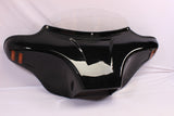 Talon Billets - Batwing Fairing Windshield 4 Yamaha V Star Vstar 650 1100 Classic Painted Vivid Black Abs Red Amber Lights