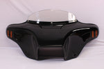 Talon Billets - Batwing Fairing Windshield 4 Yamaha V Star Vstar 650 1100 Classic Painted Vivid Black Abs Red Amber Lights