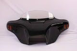 Talon Billets - Batwing Fairing Windshield 4 Yamaha V Star Vstar 650 1100 Classic Painted Vivid Black Abs Red Amber Lights