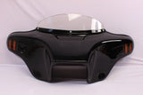 Talon Billets - Batwing Fairing Windshield 4 Yamaha V Star Vstar 650 1100 Classic Painted Vivid Black Abs Red Amber Lights