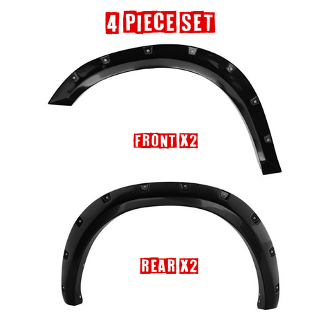 Talon Billets - Pocket Cover Style Black Fender Flares 4pcs Fiberglass 2009-18 Dodge Ram 1500